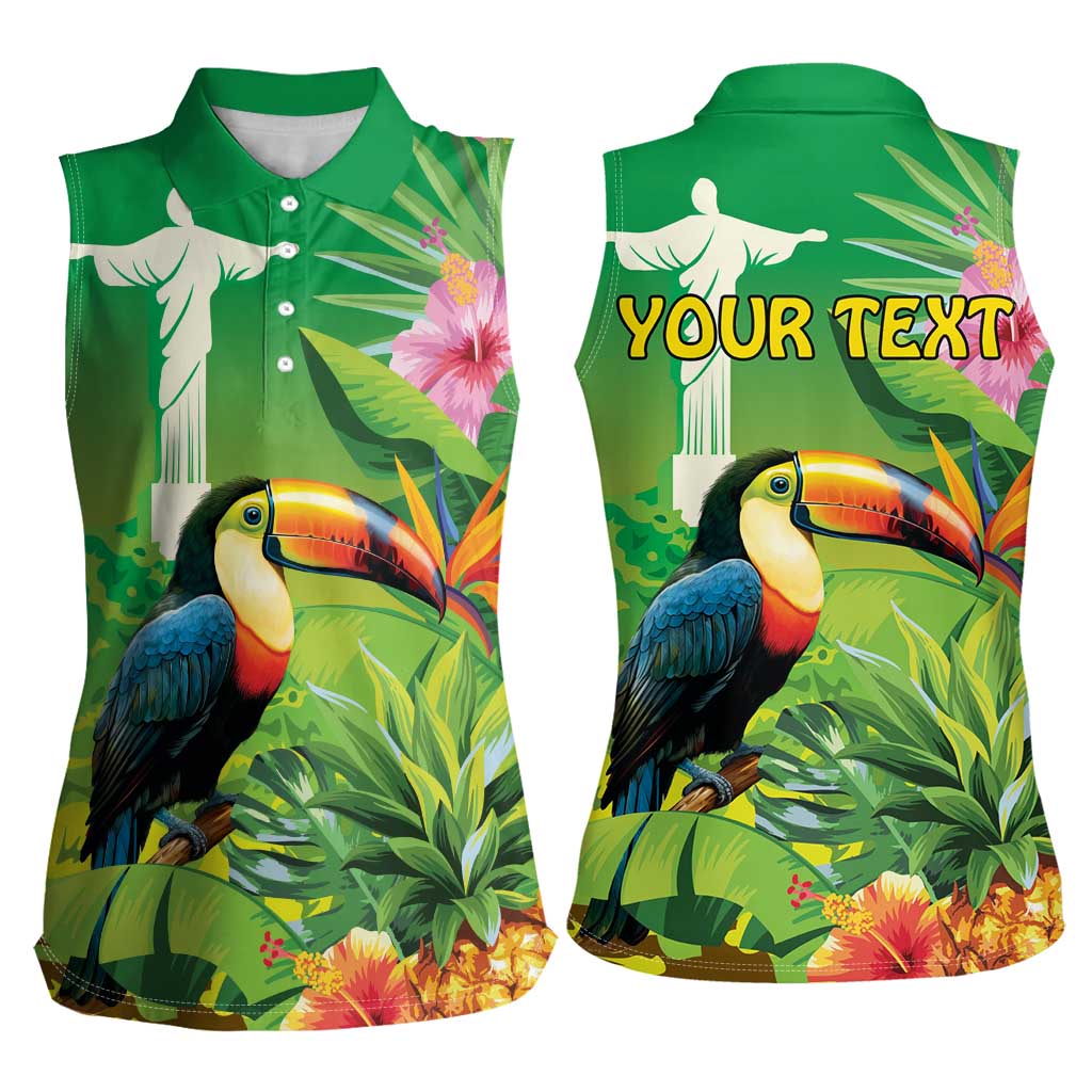 Brazil Rio-Toucan Bird Personalized Women Sleeveless Polo Shirt Tropical Flowers