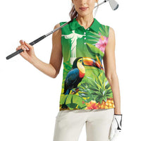Brazil Rio-Toucan Bird Personalized Women Sleeveless Polo Shirt Tropical Flowers