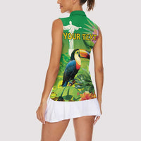 Brazil Rio-Toucan Bird Personalized Women Sleeveless Polo Shirt Tropical Flowers