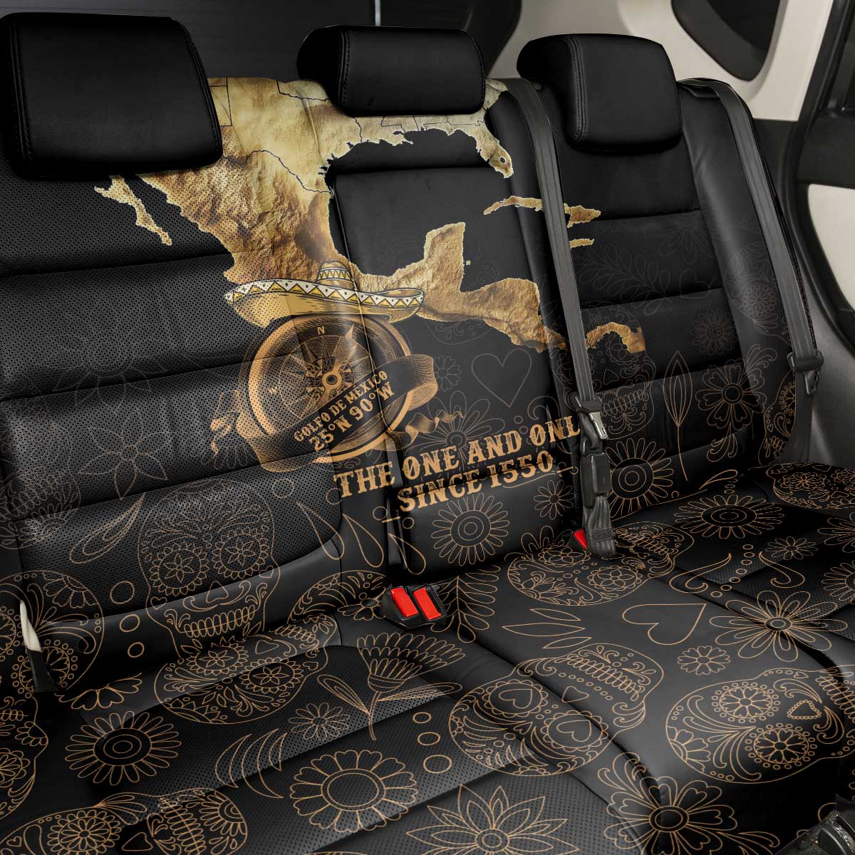 Gulf Of Mexico Back Car Seat Cover Historic Gulf of Mexico Map Since 1550