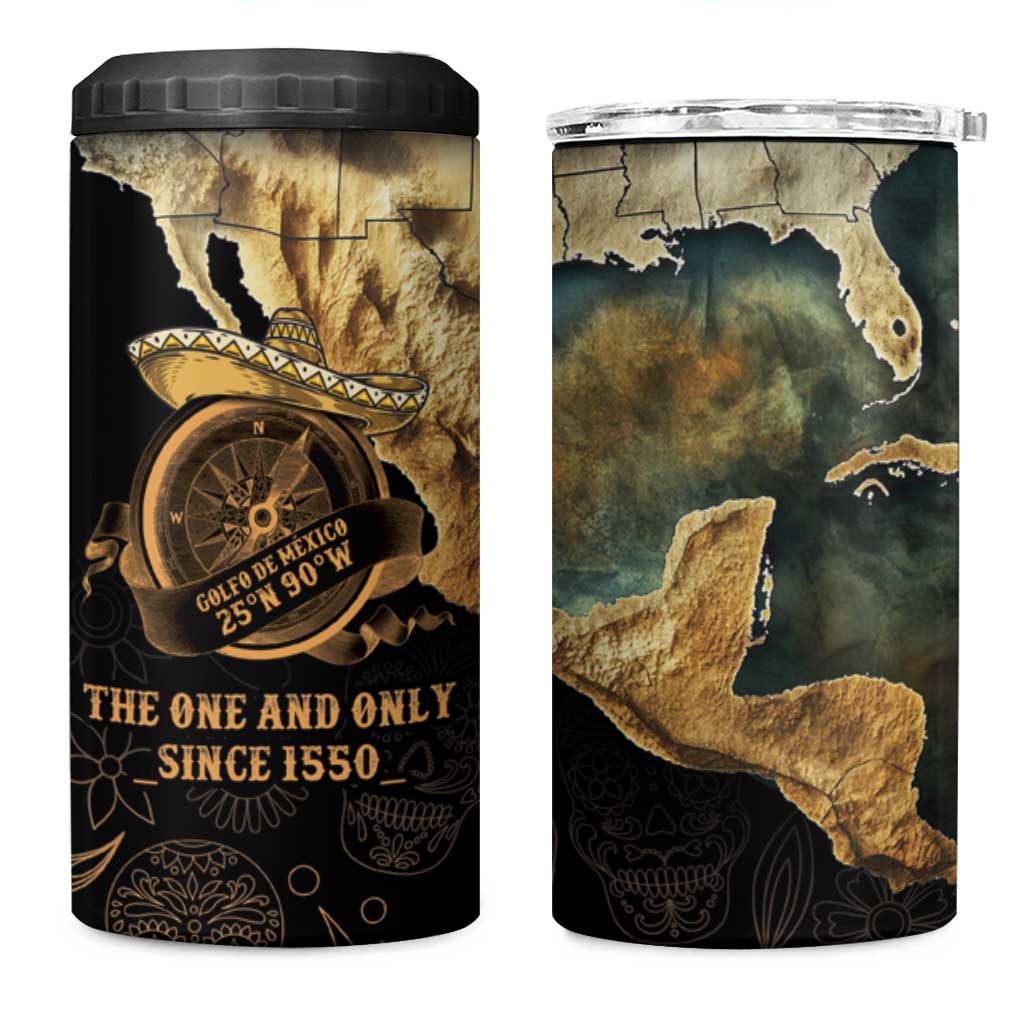 Gulf Of Mexico 4 in 1 Can Cooler Tumbler Historic Gulf of Mexico Map Since 1550