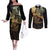 Gulf Of Mexico Couples Matching Off The Shoulder Long Sleeve Dress and Long Sleeve Button Shirt Historic Gulf of Mexico Map Since 1550