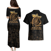 Gulf Of Mexico Couples Matching Puletasi and Hawaiian Shirt Historic Gulf of Mexico Map Since 1550