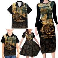 Gulf Of Mexico Family Matching Long Sleeve Bodycon Dress and Hawaiian Shirt Historic Gulf of Mexico Map Since 1550