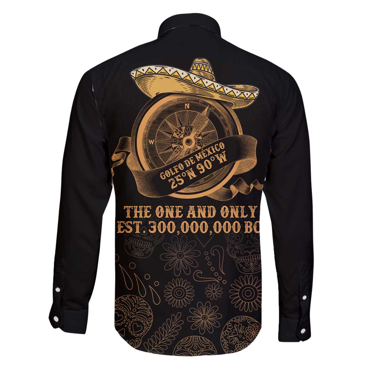 Gulf Of Mexico Family Matching Off The Shoulder Long Sleeve Dress and Hawaiian Shirt Historic Gulf of Mexico Map Since 1550