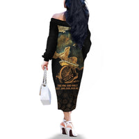 Gulf Of Mexico Family Matching Off The Shoulder Long Sleeve Dress and Hawaiian Shirt Historic Gulf of Mexico Map Since 1550