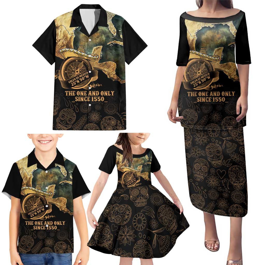 Gulf Of Mexico Family Matching Puletasi and Hawaiian Shirt Historic Gulf of Mexico Map Since 1550