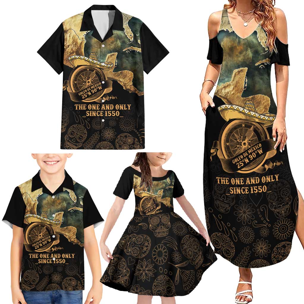 Gulf Of Mexico Family Matching Summer Maxi Dress and Hawaiian Shirt Historic Gulf of Mexico Map Since 1550
