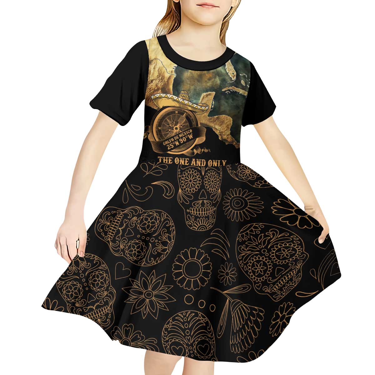 Gulf Of Mexico Kid Short Sleeve Dress Historic Gulf of Mexico Map Since 1550