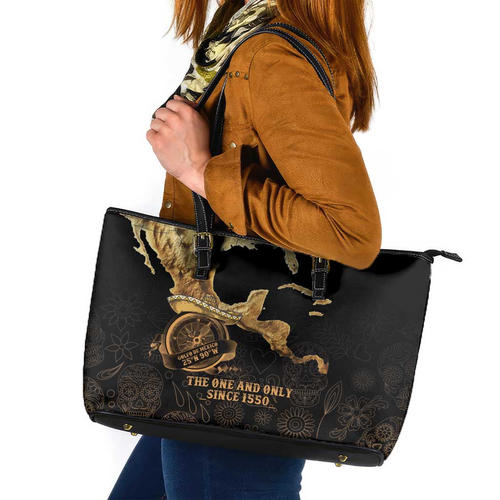 Gulf Of Mexico Leather Tote Bag Historic Gulf of Mexico Map Since 1550