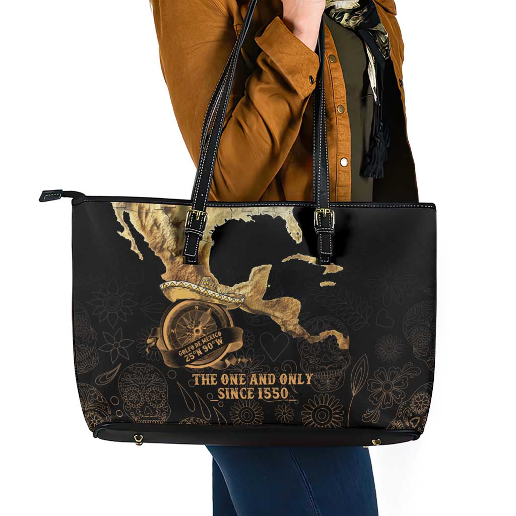 Gulf Of Mexico Leather Tote Bag Historic Gulf of Mexico Map Since 1550