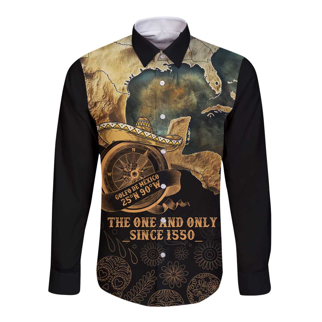 Gulf Of Mexico Long Sleeve Button Shirt Historic Gulf of Mexico Map Since 1550