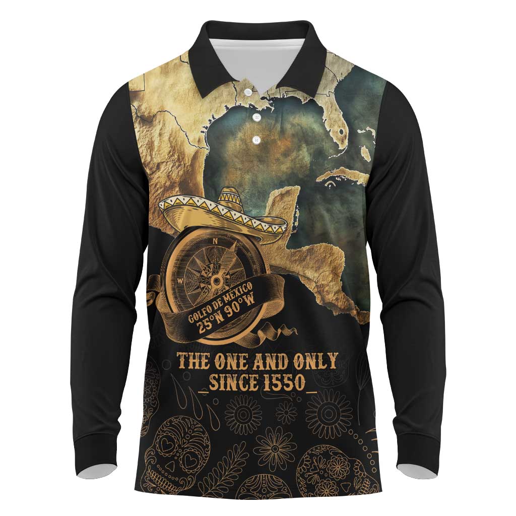 Gulf Of Mexico Long Sleeve Polo Shirt Historic Gulf of Mexico Map Since 1550