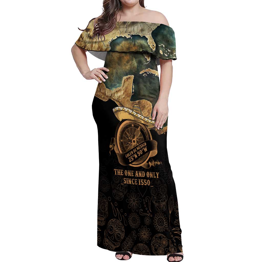 Gulf Of Mexico Off Shoulder Maxi Dress Historic Gulf of Mexico Map Since 1550
