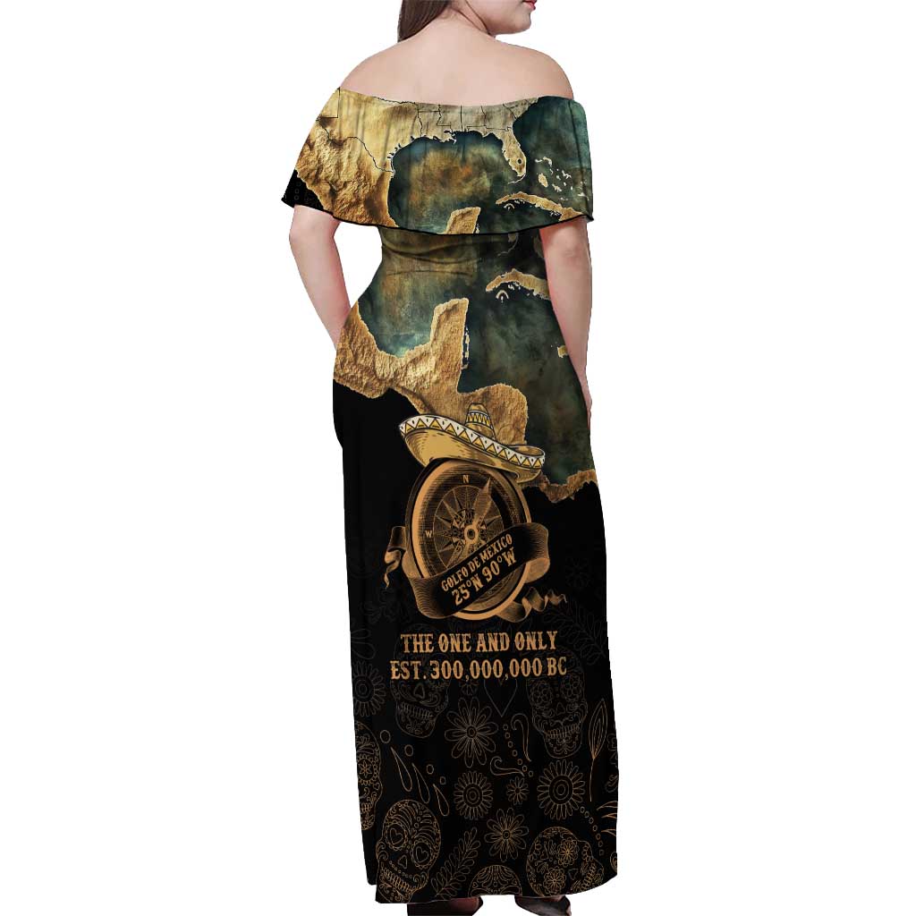 Gulf Of Mexico Off Shoulder Maxi Dress Historic Gulf of Mexico Map Since 1550