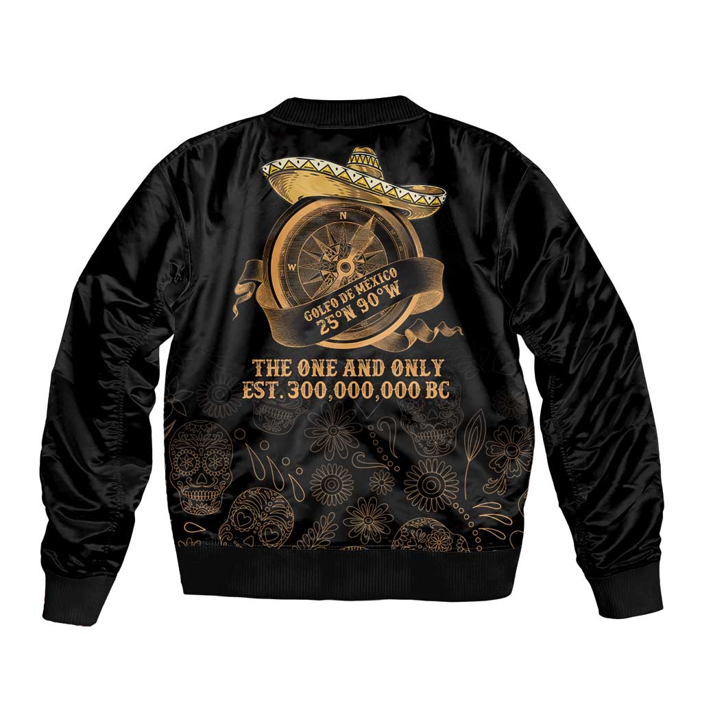 Gulf Of Mexico Sleeve Zip Bomber Jacket Historic Gulf of Mexico Map Since 1550