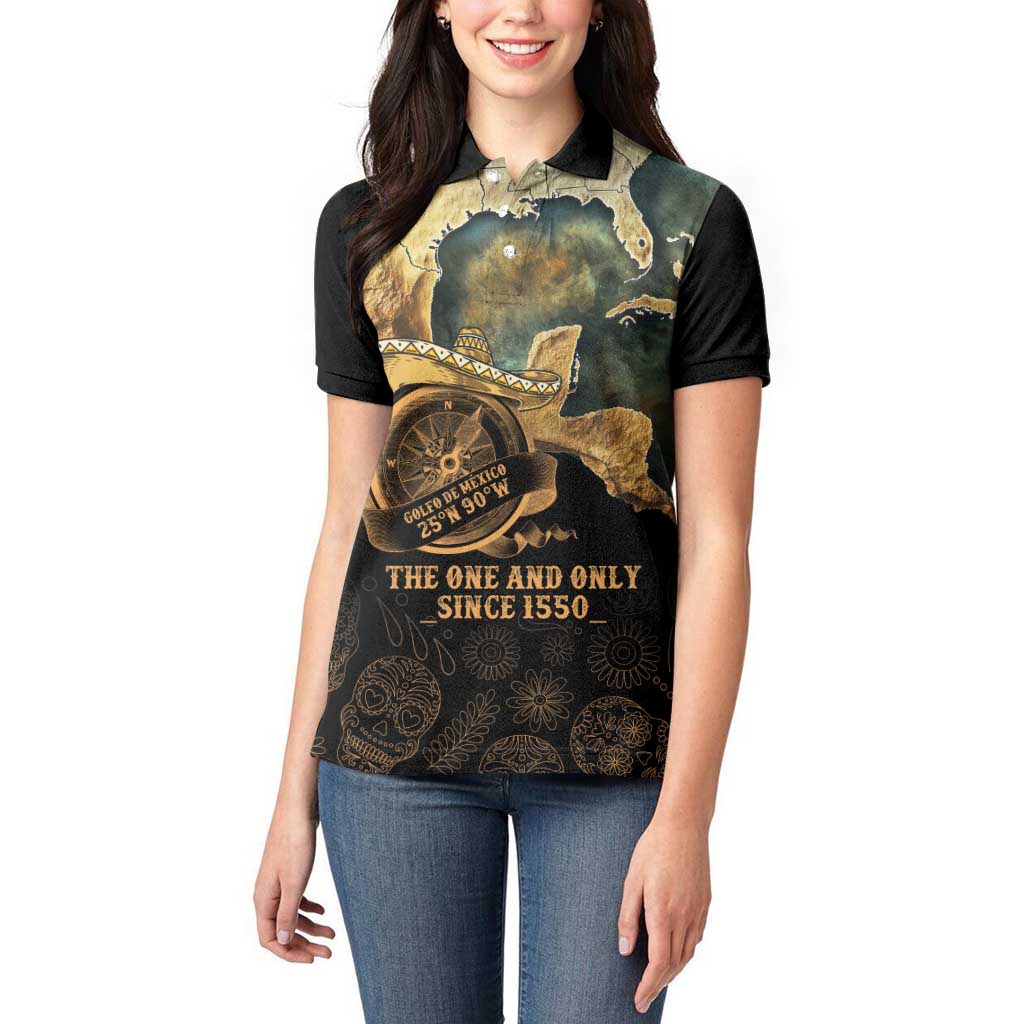Gulf Of Mexico Women Polo Shirt Historic Gulf of Mexico Map Since 1550
