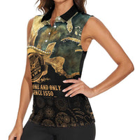 Gulf Of Mexico Women Sleeveless Polo Shirt Historic Gulf of Mexico Map Since 1550
