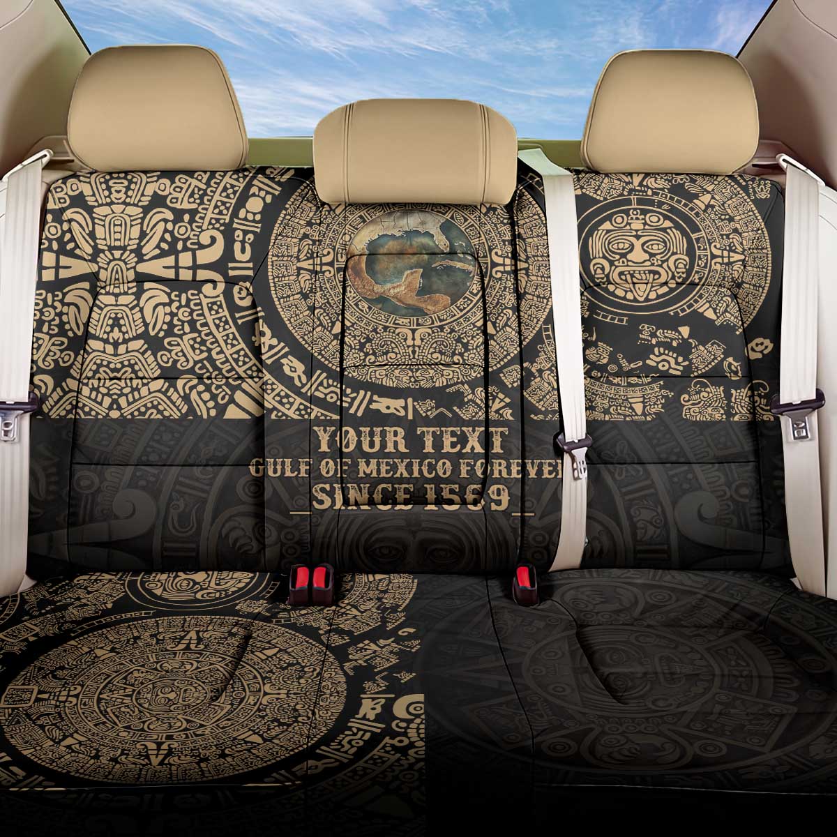 Gulf of Mexico Personalized Back Car Seat Cover Since 1569 Aztec Vingtage