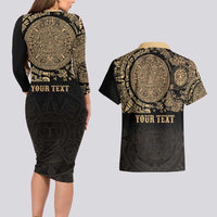 Gulf of Mexico Personalized Couples Matching Long Sleeve Bodycon Dress and Hawaiian Shirt Since 1569 Aztec Vingtage