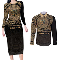 Gulf of Mexico Personalized Couples Matching Long Sleeve Bodycon Dress and Long Sleeve Button Shirt Since 1569 Aztec Vingtage