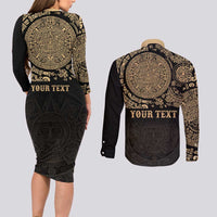 Gulf of Mexico Personalized Couples Matching Long Sleeve Bodycon Dress and Long Sleeve Button Shirt Since 1569 Aztec Vingtage