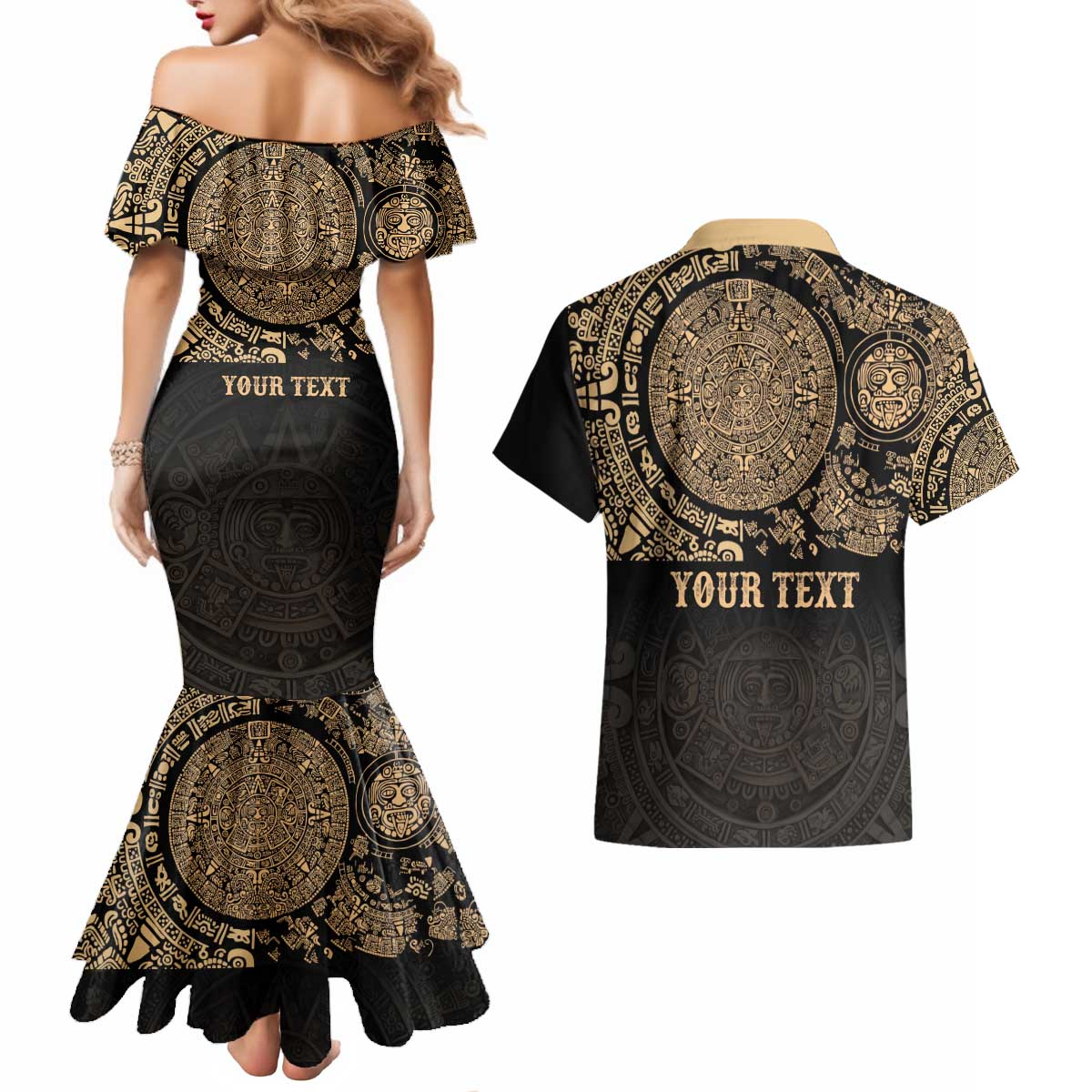 Gulf of Mexico Personalized Couples Matching Mermaid Dress and Hawaiian Shirt Since 1569 Aztec Vingtage