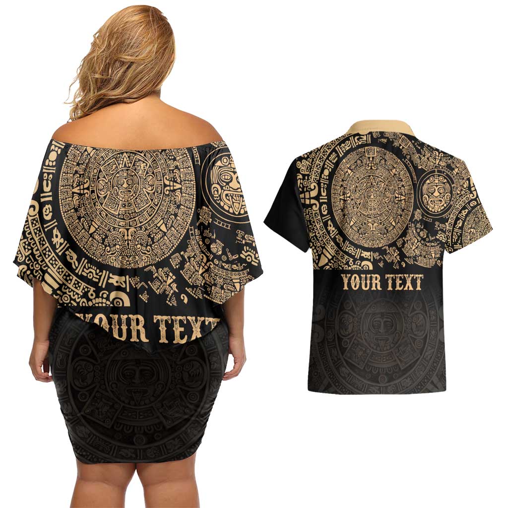 Gulf of Mexico Personalized Couples Matching Off Shoulder Short Dress and Hawaiian Shirt Since 1569 Aztec Vingtage