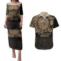 Gulf of Mexico Personalized Couples Matching Puletasi and Hawaiian Shirt Since 1569 Aztec Vingtage
