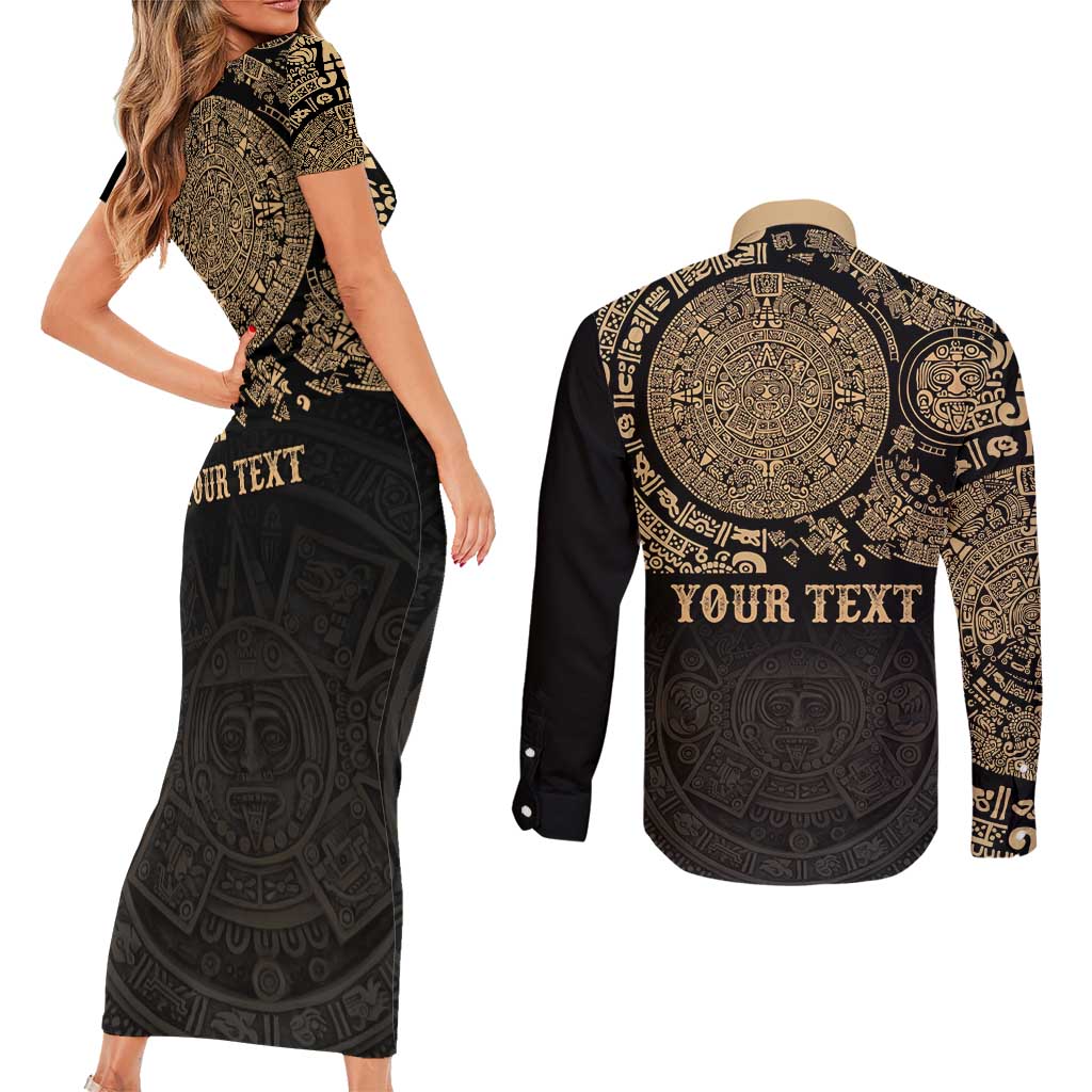 Gulf of Mexico Personalized Couples Matching Short Sleeve Bodycon Dress and Long Sleeve Button Shirt Since 1569 Aztec Vingtage