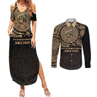 Gulf of Mexico Personalized Couples Matching Summer Maxi Dress and Long Sleeve Button Shirt Since 1569 Aztec Vingtage