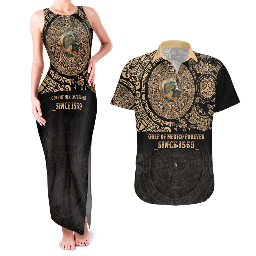 Gulf of Mexico Personalized Couples Matching Tank Maxi Dress and Hawaiian Shirt Since 1569 Aztec Vingtage