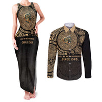 Gulf of Mexico Personalized Couples Matching Tank Maxi Dress and Long Sleeve Button Shirt Since 1569 Aztec Vingtage