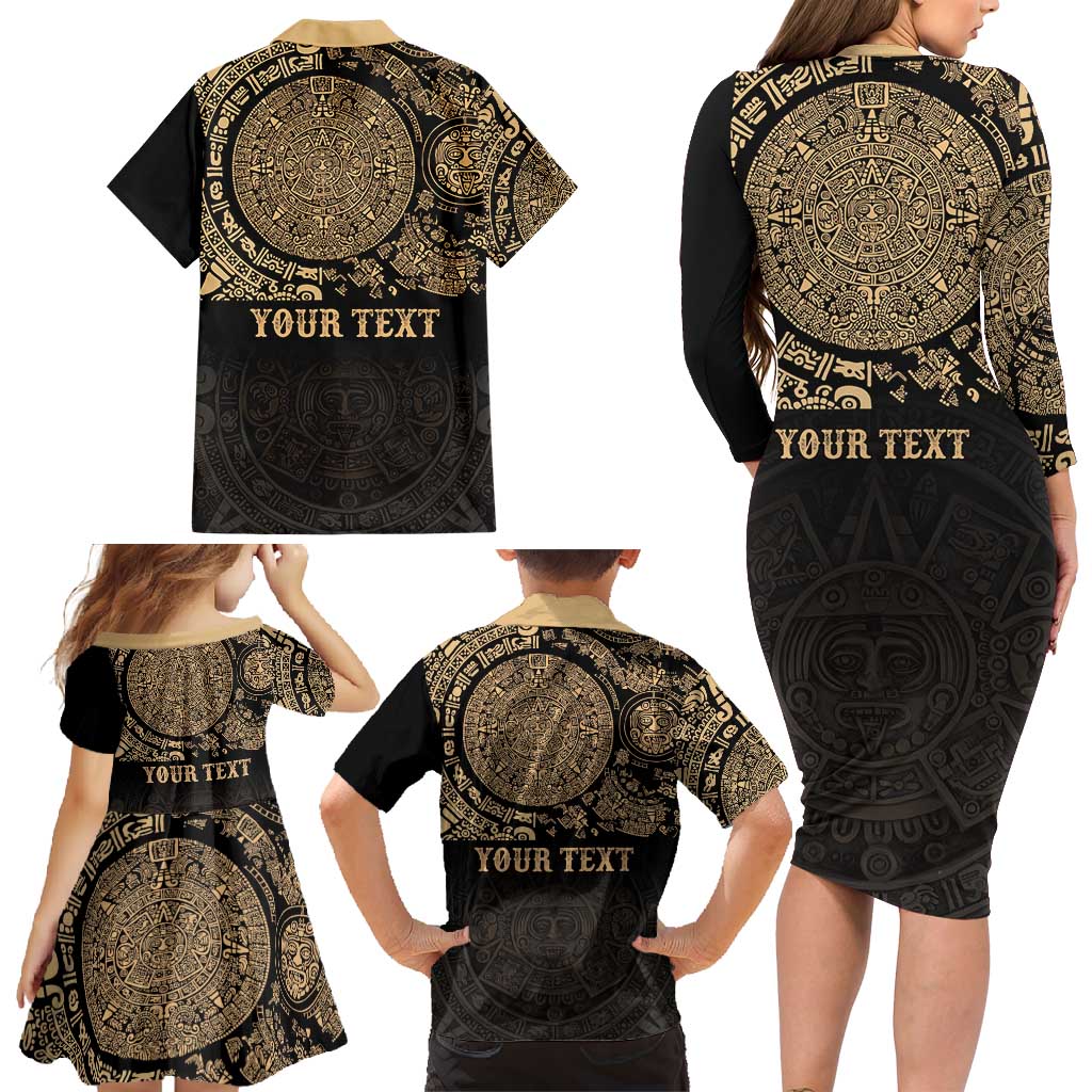 Gulf of Mexico Personalized Family Matching Long Sleeve Bodycon Dress and Hawaiian Shirt Since 1569 Aztec Vingtage