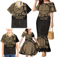 Gulf of Mexico Personalized Family Matching Mermaid Dress and Hawaiian Shirt Since 1569 Aztec Vingtage