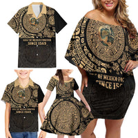 Gulf of Mexico Personalized Family Matching Off Shoulder Short Dress and Hawaiian Shirt Since 1569 Aztec Vingtage