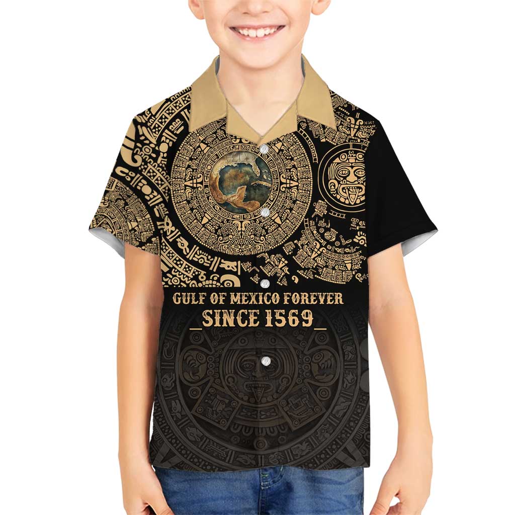 Gulf of Mexico Personalized Family Matching Off Shoulder Short Dress and Hawaiian Shirt Since 1569 Aztec Vingtage