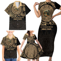 Gulf of Mexico Personalized Family Matching Short Sleeve Bodycon Dress and Hawaiian Shirt Since 1569 Aztec Vingtage