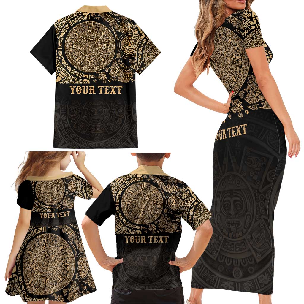 Gulf of Mexico Personalized Family Matching Short Sleeve Bodycon Dress and Hawaiian Shirt Since 1569 Aztec Vingtage