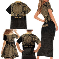 Gulf of Mexico Personalized Family Matching Short Sleeve Bodycon Dress and Hawaiian Shirt Since 1569 Aztec Vingtage