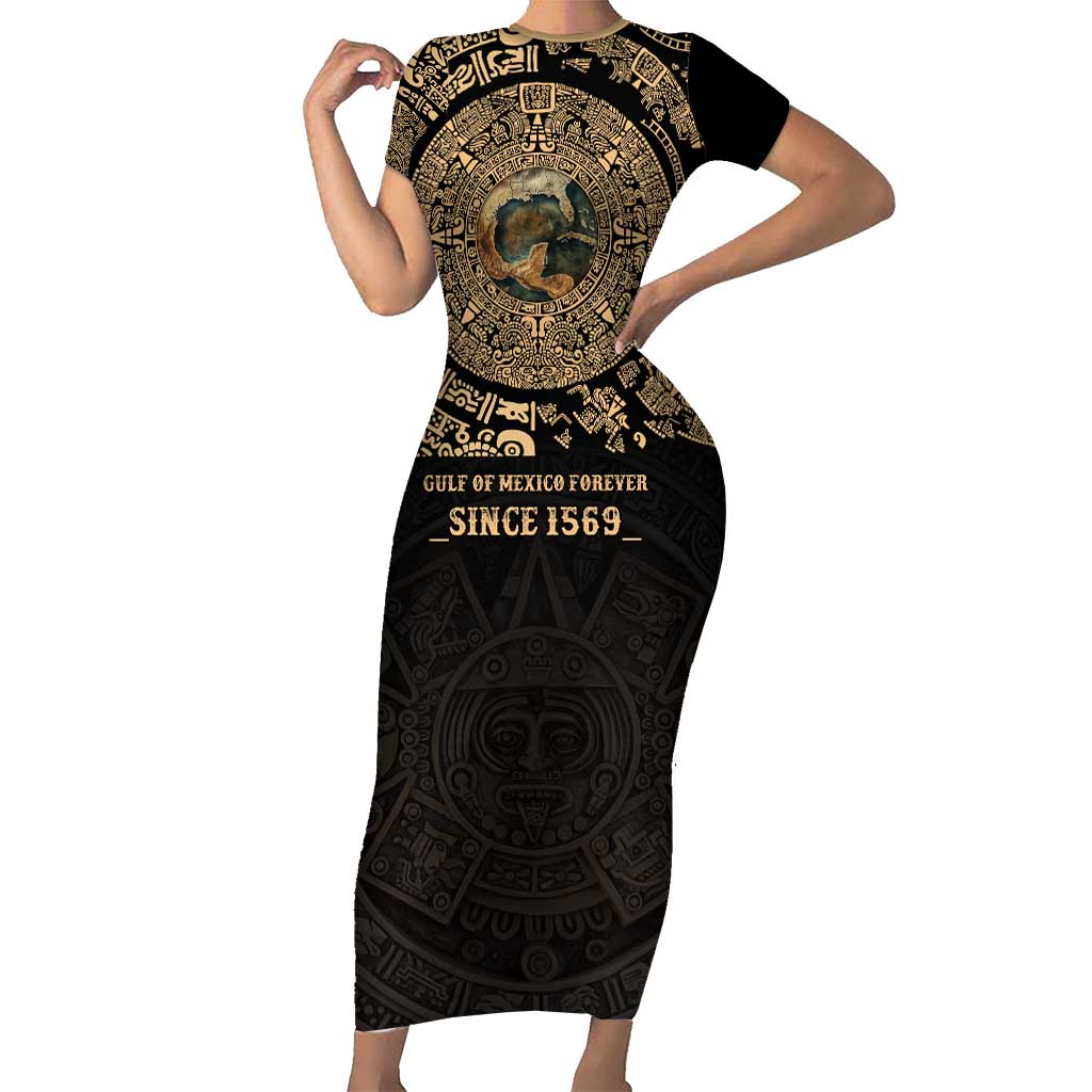 Gulf of Mexico Personalized Family Matching Short Sleeve Bodycon Dress and Hawaiian Shirt Since 1569 Aztec Vingtage