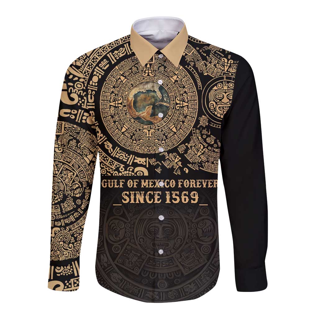 Gulf of Mexico Personalized Long Sleeve Button Shirt Since 1569 Aztec Vingtage