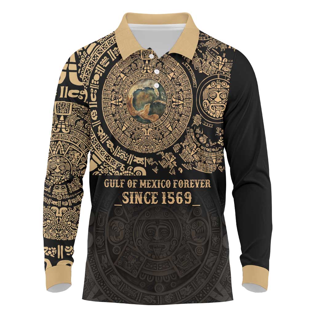 Gulf of Mexico Personalized Long Sleeve Polo Shirt Since 1569 Aztec Vingtage