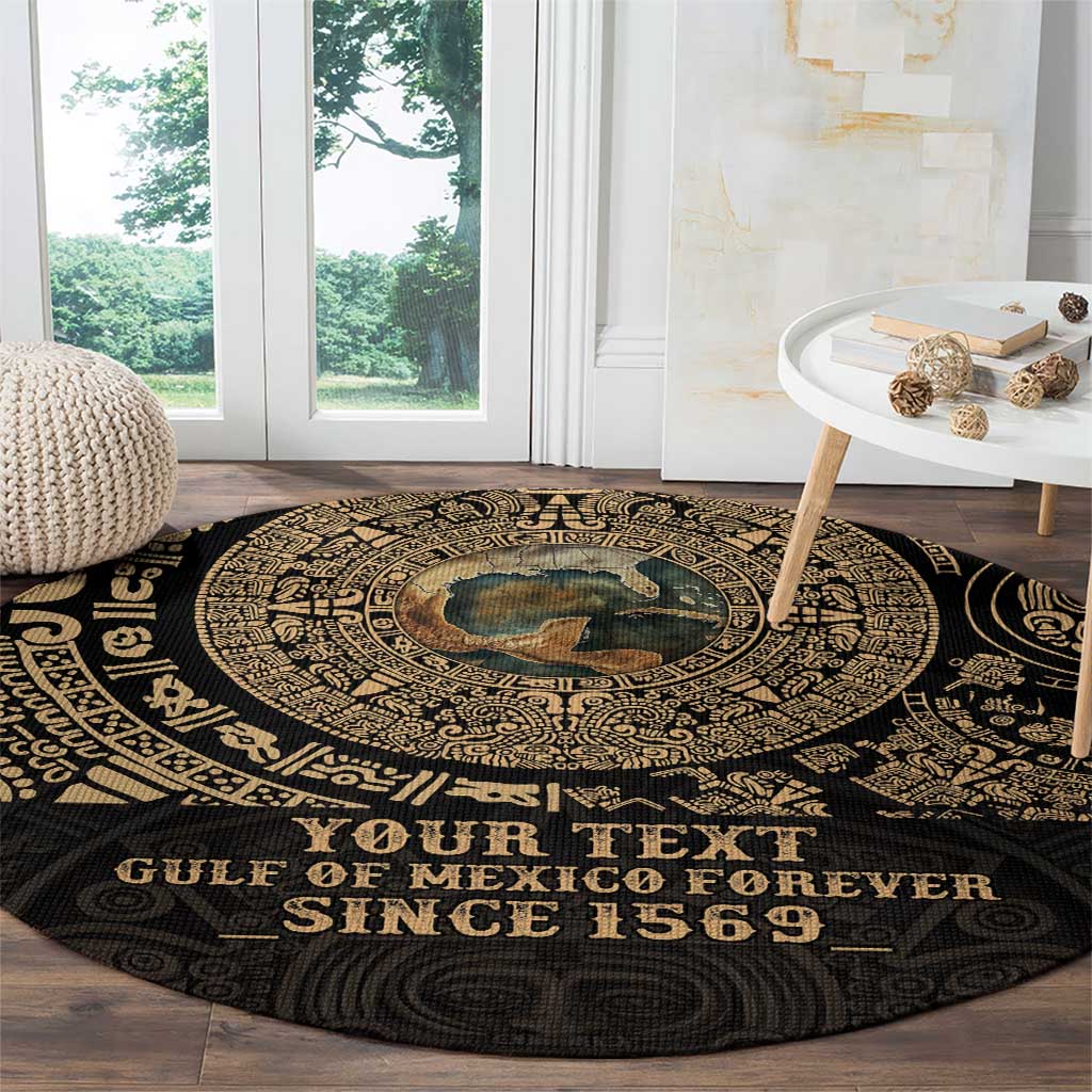 Gulf of Mexico Personalized Round Carpet Since 1569 Aztec Vingtage