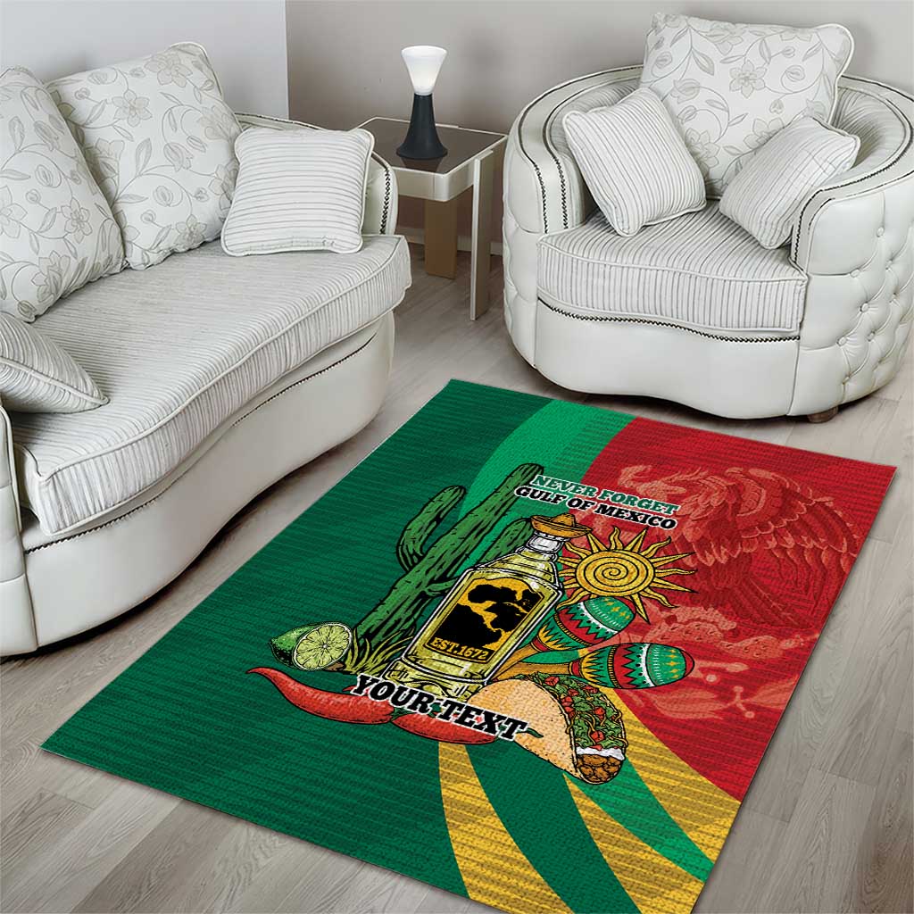 Gulf of Mexico Since 1672 Personalized Area Rug Mexican Tequila and Tacos