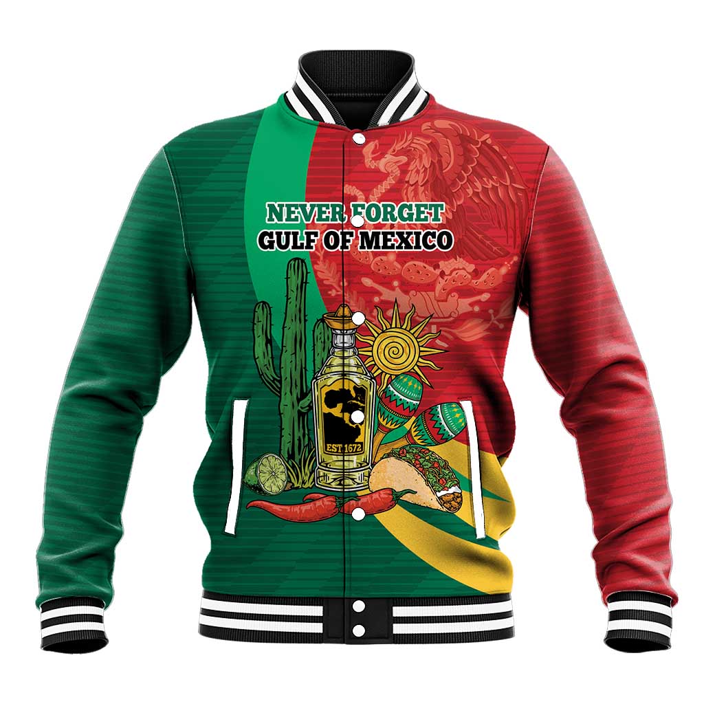 Gulf of Mexico Since 1672 Personalized Baseball Jacket Mexican Tequila and Tacos
