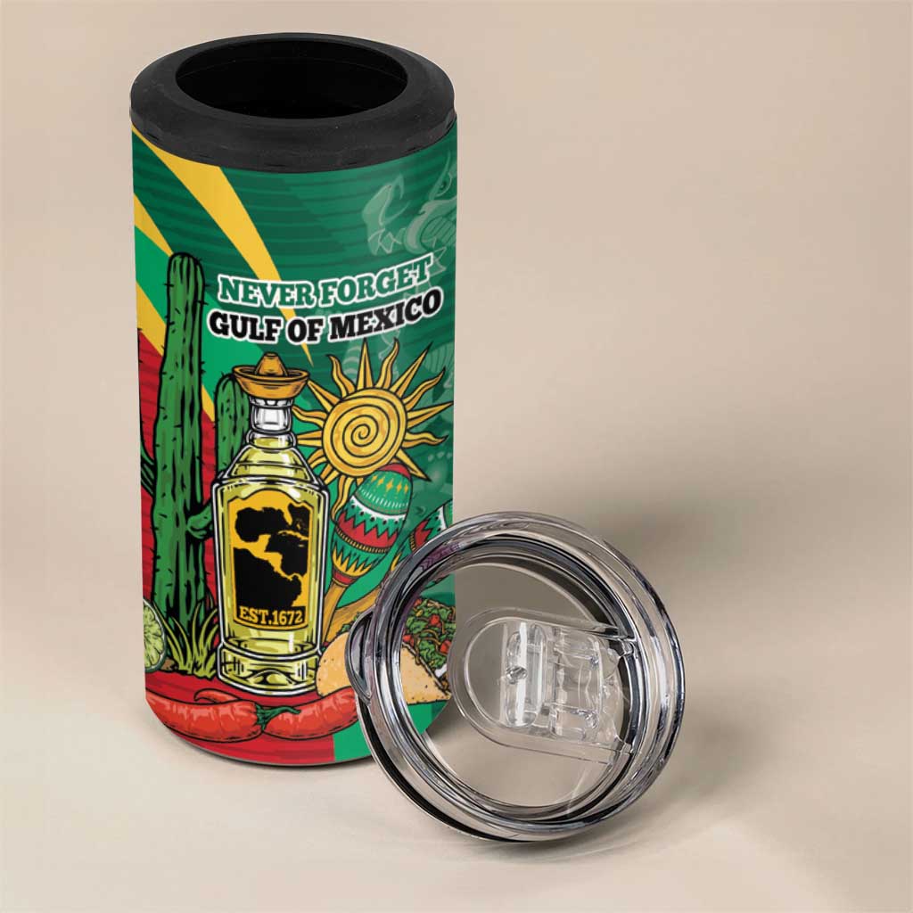 Gulf of Mexico Since 1672 Personalized 4 in 1 Can Cooler Tumbler Mexican Tequila and Tacos