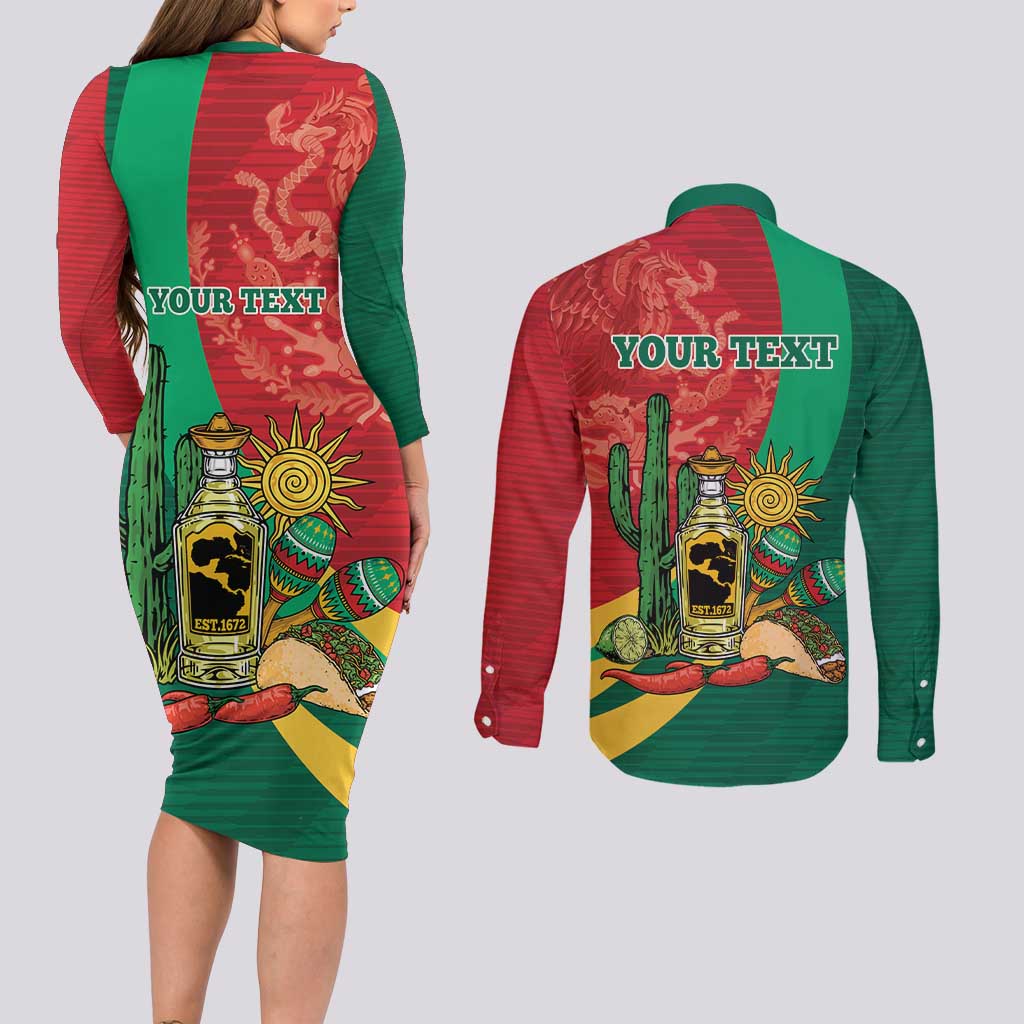 Gulf of Mexico Since 1672 Personalized Couples Matching Long Sleeve Bodycon Dress and Long Sleeve Button Shirt Mexican Tequila and Tacos