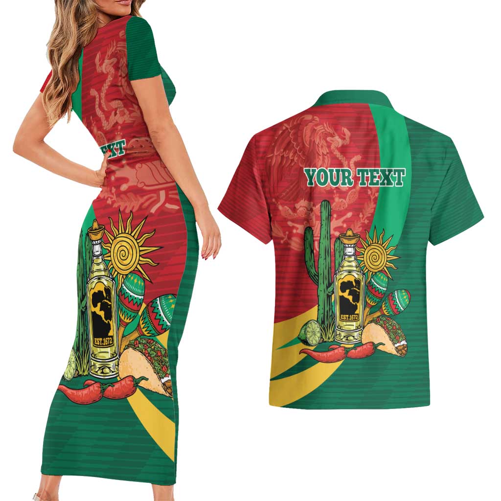 Gulf of Mexico Since 1672 Personalized Couples Matching Short Sleeve Bodycon Dress and Hawaiian Shirt Mexican Tequila and Tacos