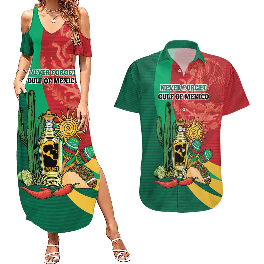 Gulf of Mexico Since 1672 Personalized Couples Matching Summer Maxi Dress and Hawaiian Shirt Mexican Tequila and Tacos